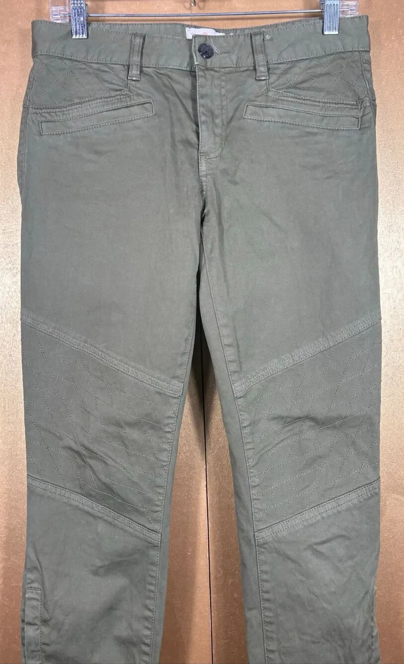 Tory Burch army green zippered ankle chino pants size 27
